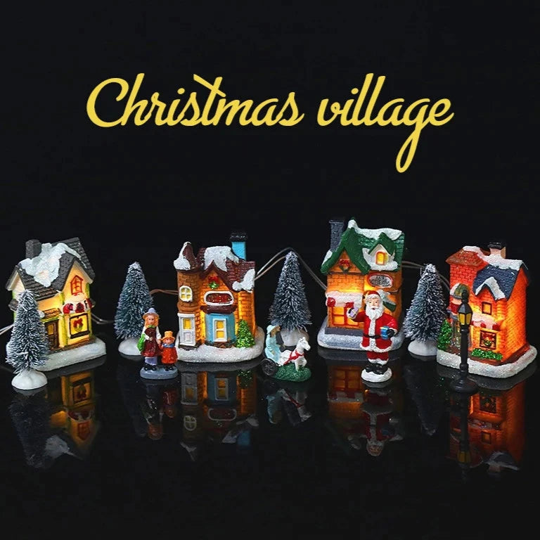 Christmas Village Ornaments Set with LED Lights - Hocozy