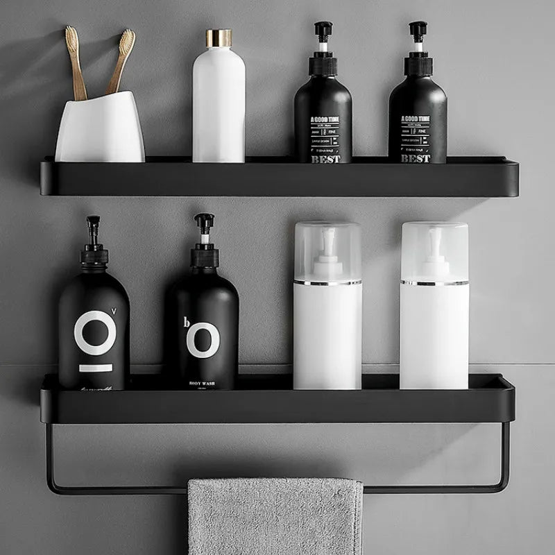 Black Bathroom Shelf (no - drill) - Hocozy