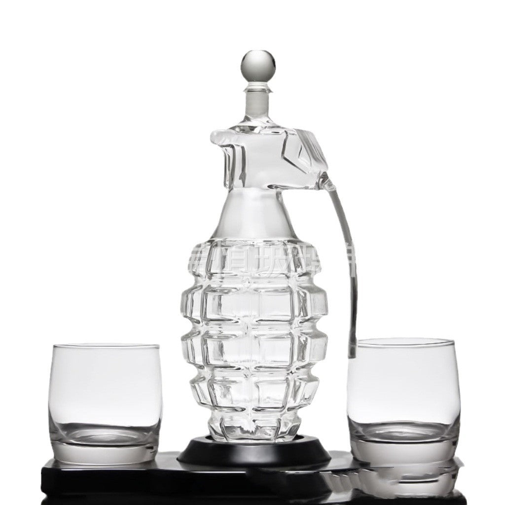 A selection of modern minimalist borosilicate glass creative dispensers Whiskey grenade decanter