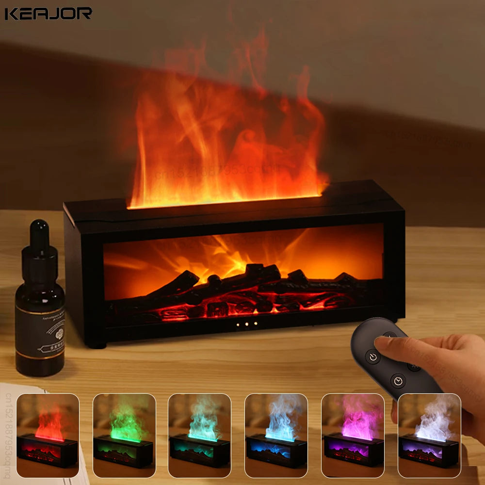 Flame Fireplace Aroma Humidifier Oil Diffuser with Remote Control - Hocozy