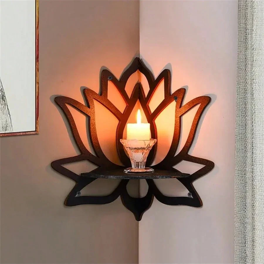 Lotus Floating Wall Shelf Crystal Shelf Display Home Wood Decor Aesthetic Room Decoration Modern Home Decoration Shelf - Hocozy 1pc