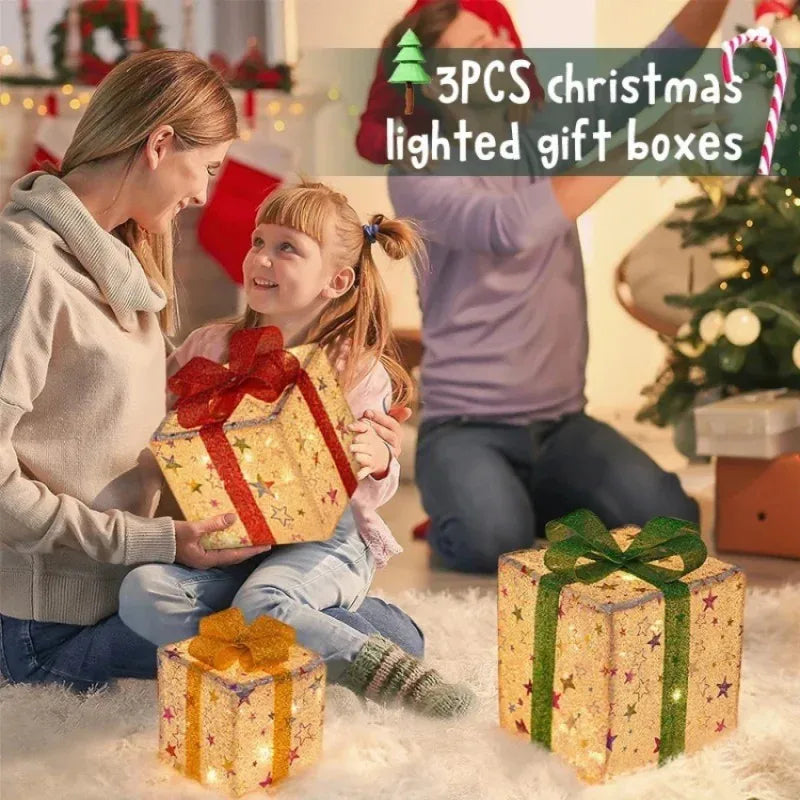 Christmas Gift Box with Lights for Tree and Party Decor - Hocozy