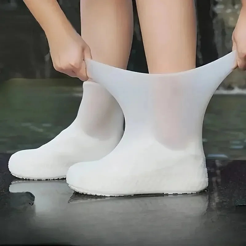 1 Pair Rubber Rain Boot Overshoes For Outdoor Use, Silicone Waterproof Shoe Covers, Rainy Day Shoe Cover, Reusable Non-Slip Rain - Hocozy White-Applicable-34-45