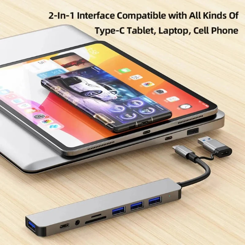 Multifunctional USB C Hub with Dual Head Design - Hocozy