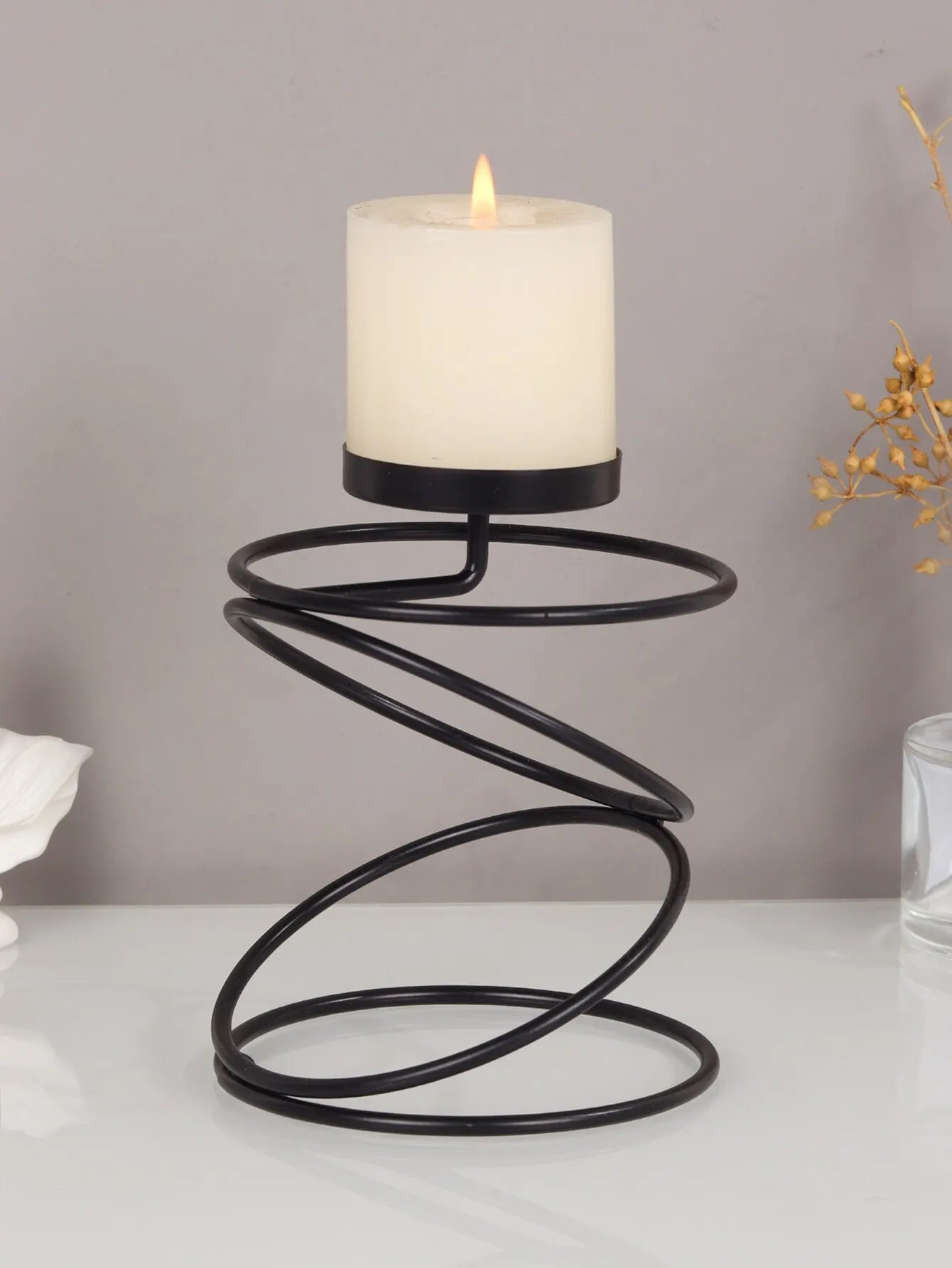 Ins Luxury Style Metal Candle Holders Simple Golden Wedding Decoration Bar Party Living Room Decor Home Decor Candlestick - Hocozy Black