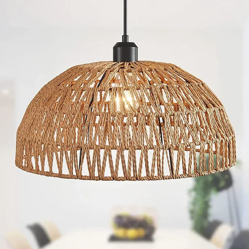 Japanese-style Hemp Rope Pendant Light - Hocozy