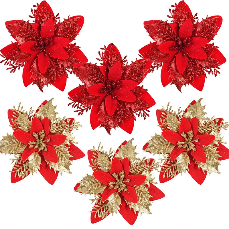 Christmas Flowers - Red and Gold Decorations - Hocozy