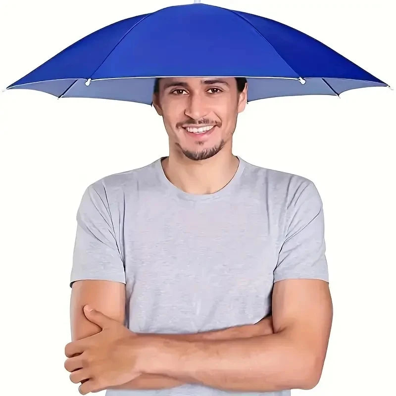 Head WearingUmbrella For Men And Women Outdoor Folding Sunny Umbrella Outdoor Sunshade Windproof Umbrella, Folding Hat Umbrella - Hocozy 