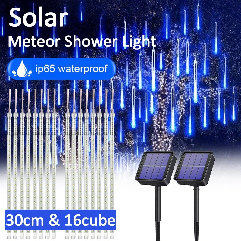 Solar Meteor Shower Rain String Lights - Hocozy