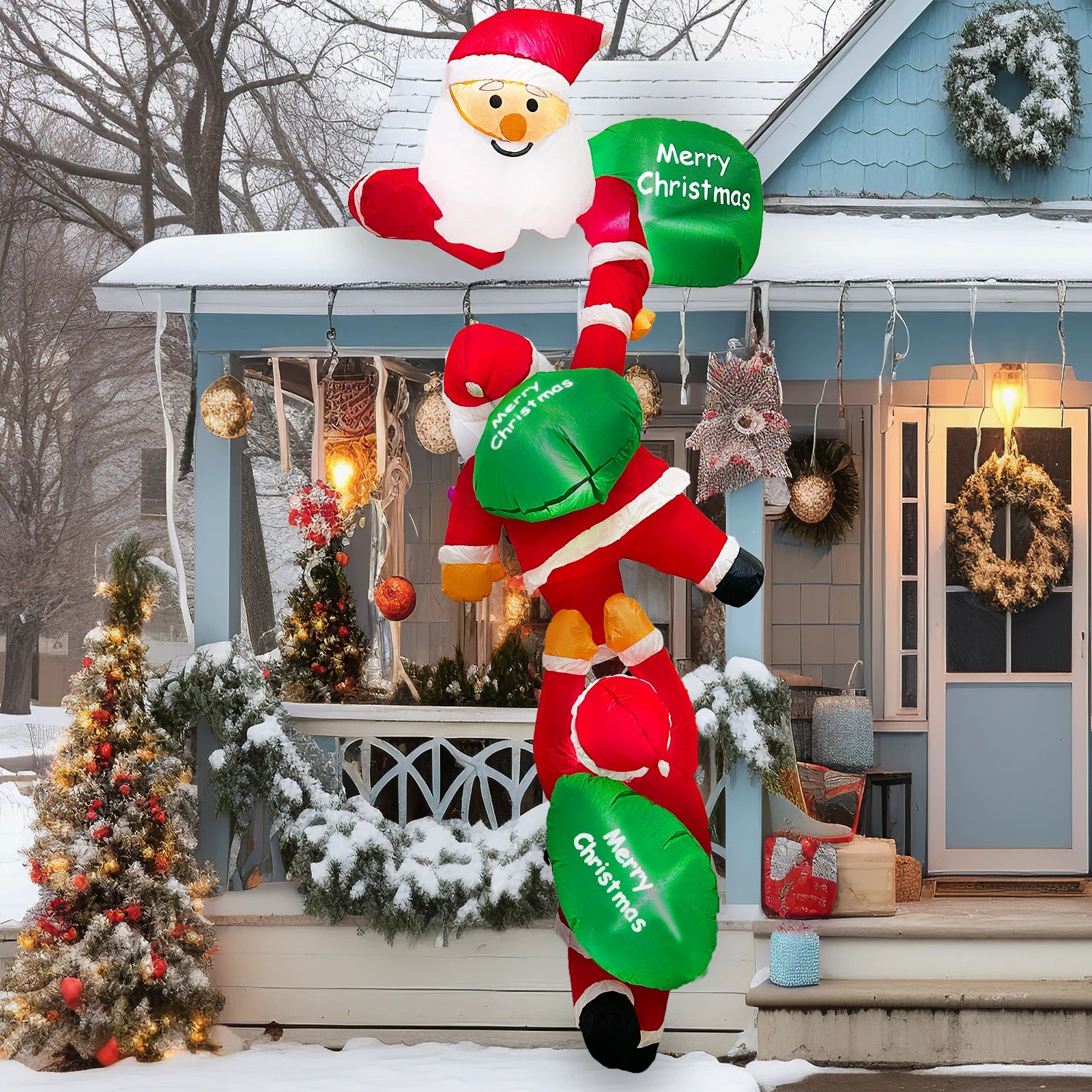 Climbing Santa Claus with Lights for Outdoor Christmas Decorations - Hocozy