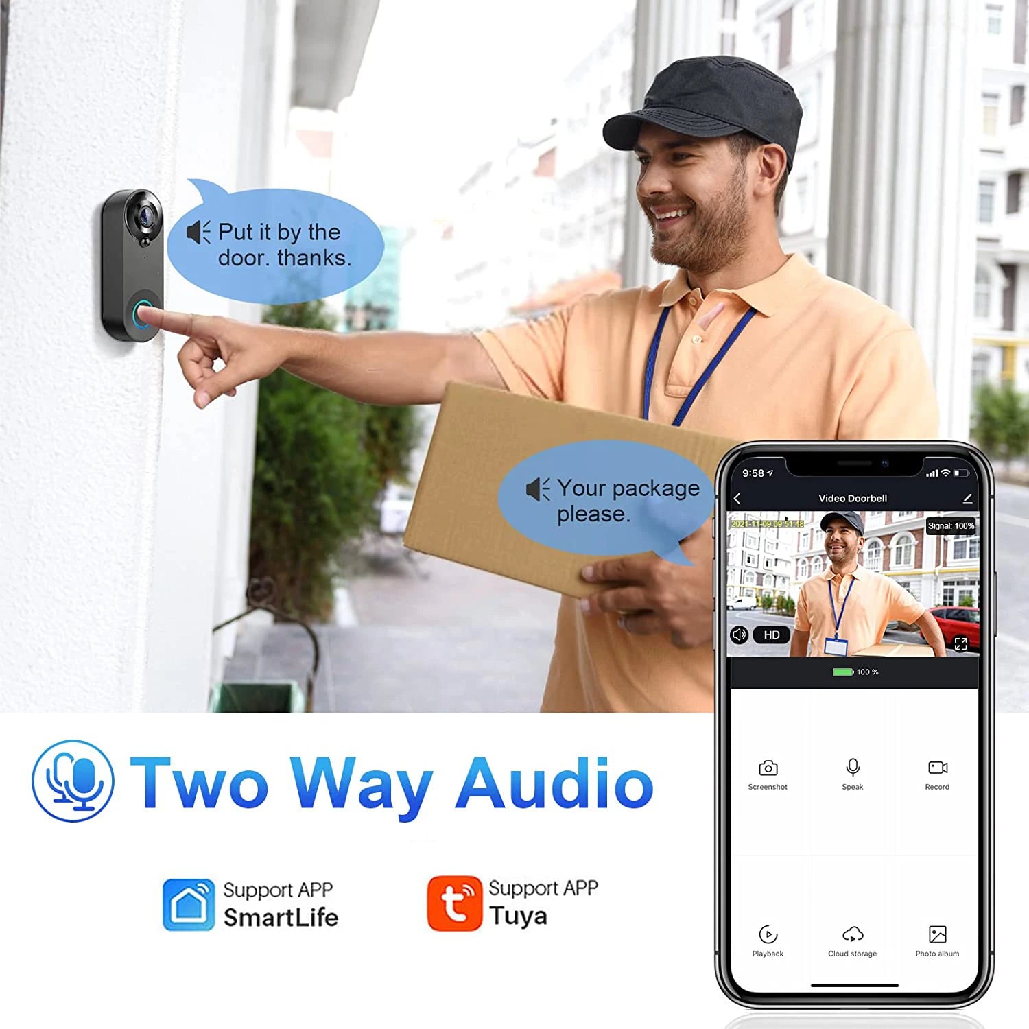 Wireless Doorbell with Camera and Motion Detection - Hocozy