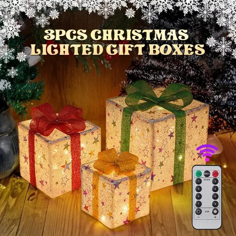 Christmas Gift Box with Lights for Tree and Party Decor - Hocozy