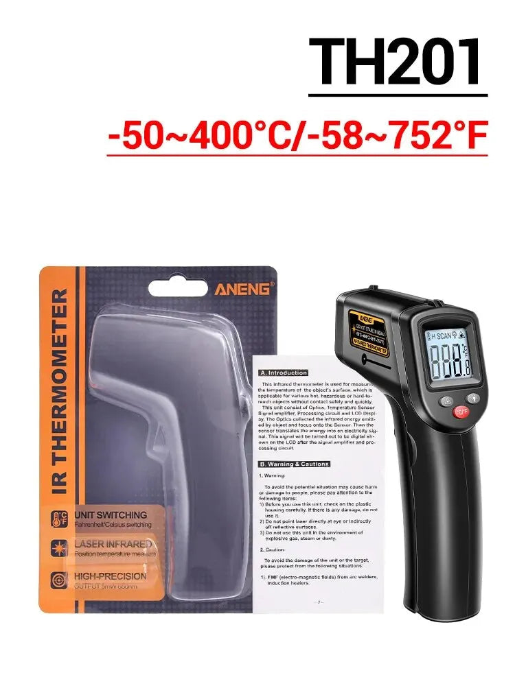 Celsius Display Digital Infrared Thermometer Highly Sensitive Non-contact Temperature Measuring Gun Hygrometer - Hocozy Black