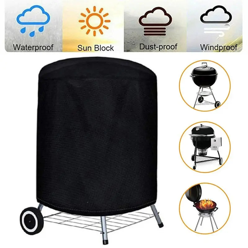 Round Black Outdoor Grill Cover - Hocozy