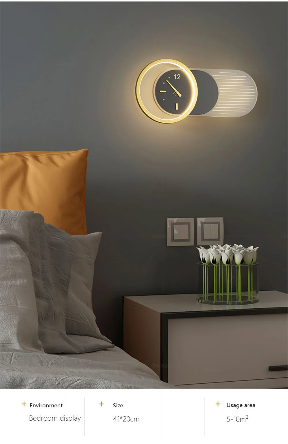 Modern LED Wall Lamp Clock Sconce - Hocozy