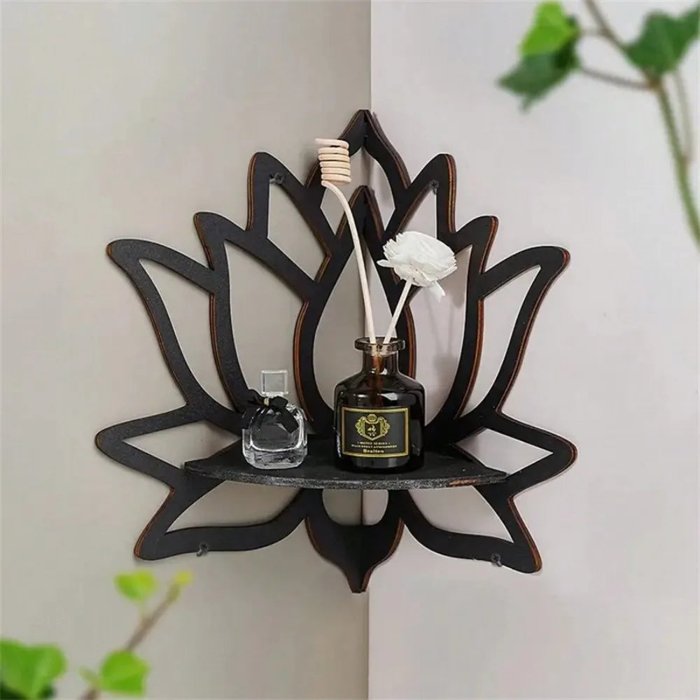 Lotus Floating Wall Shelf Crystal Shelf Display Home Wood Decor Aesthetic Room Decoration Modern Home Decoration Shelf - Hocozy 