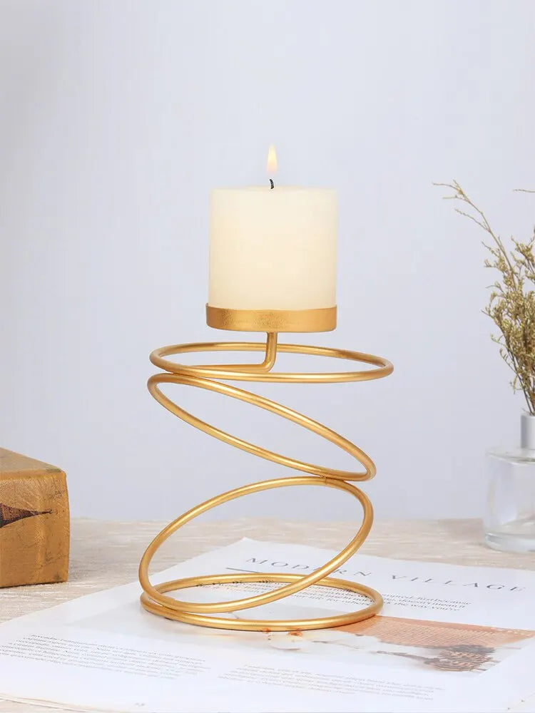 Ins Luxury Style Metal Candle Holders Simple Golden Wedding Decoration Bar Party Living Room Decor Home Decor Candlestick - Hocozy 