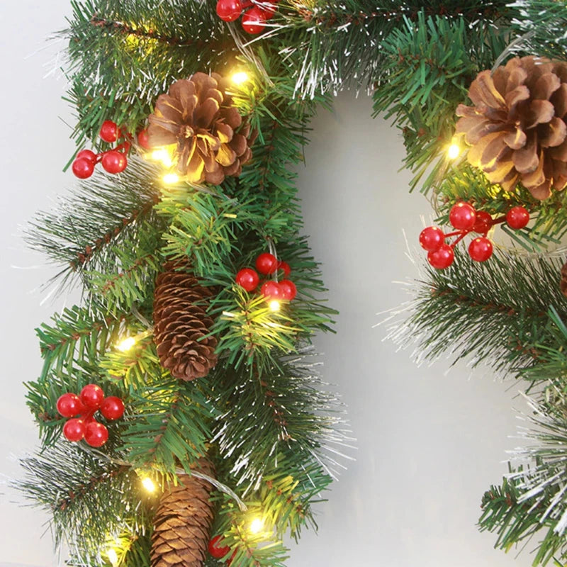 Christmas Garland with Pinecones and Red Berries for Festive Decoration - Hocozy