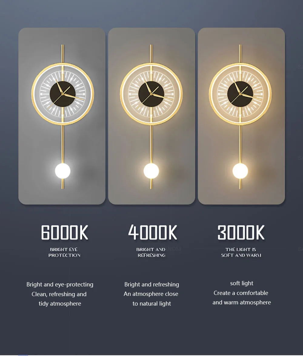 Modern LED Wall Lamp Clock Sconce - Hocozy