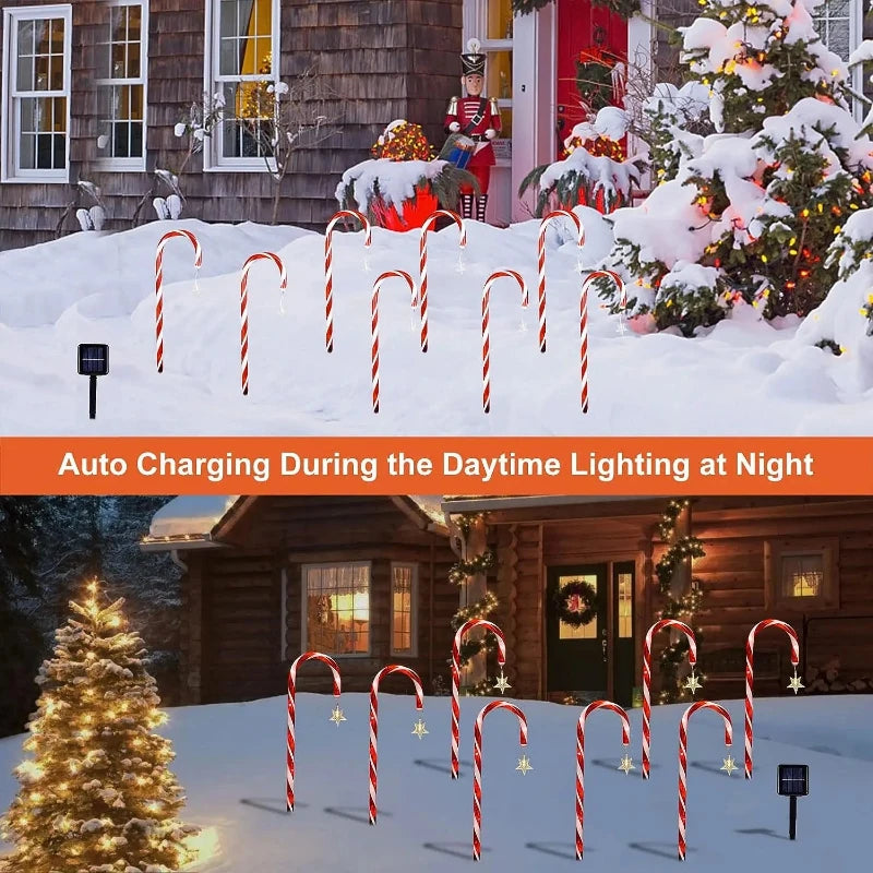 Solar Candy Cane Lights for Outdoor Christmas Decorations - Hocozy