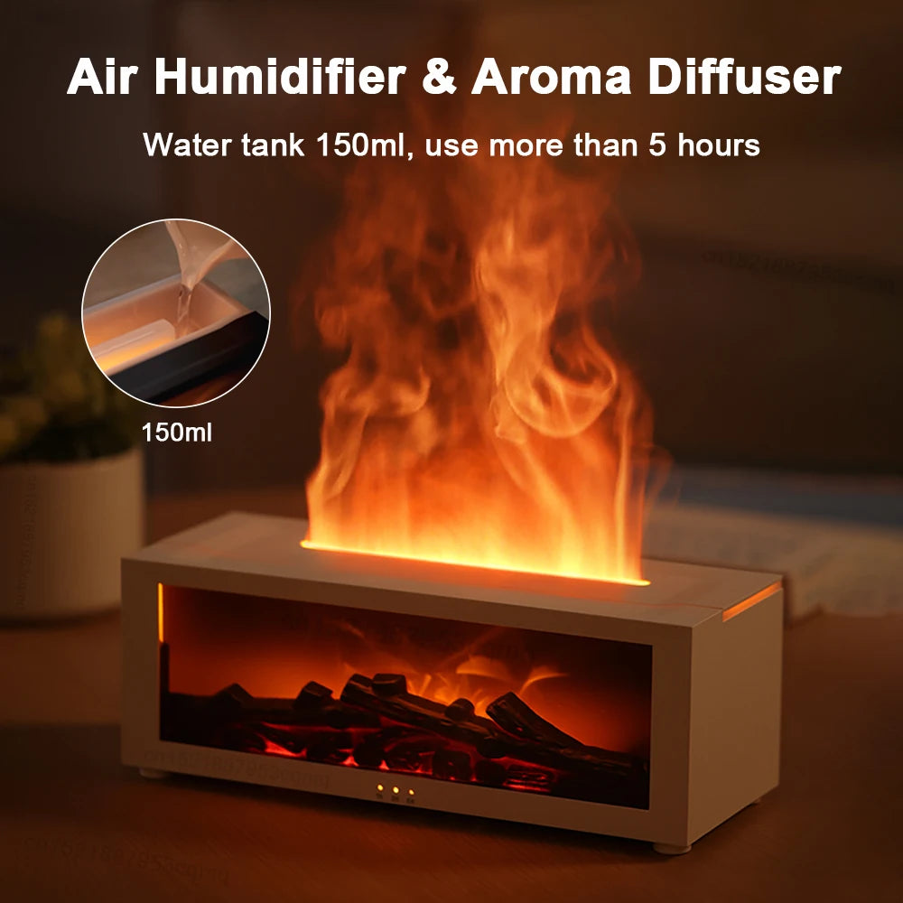 Flame Fireplace Aroma Humidifier Oil Diffuser with Remote Control - Hocozy