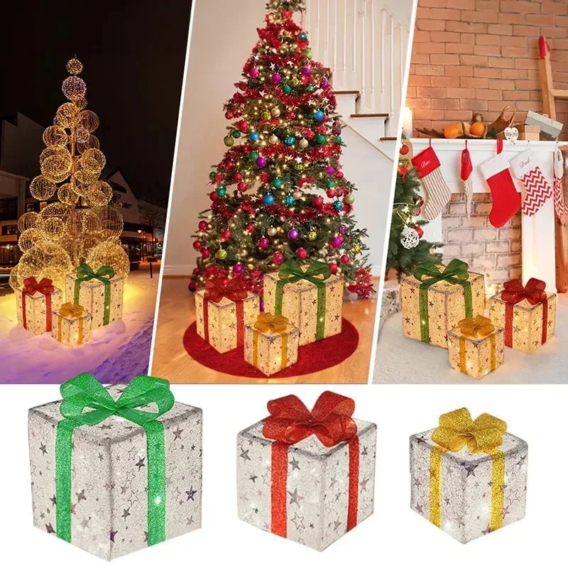 Christmas Gift Box with Lights for Tree and Party Decor - Hocozy