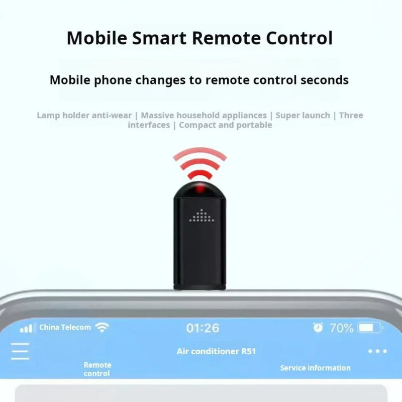 The Smartphone Infrared Transmitter Adapter is compact and portable, making it easy to control your TV from anywhere.