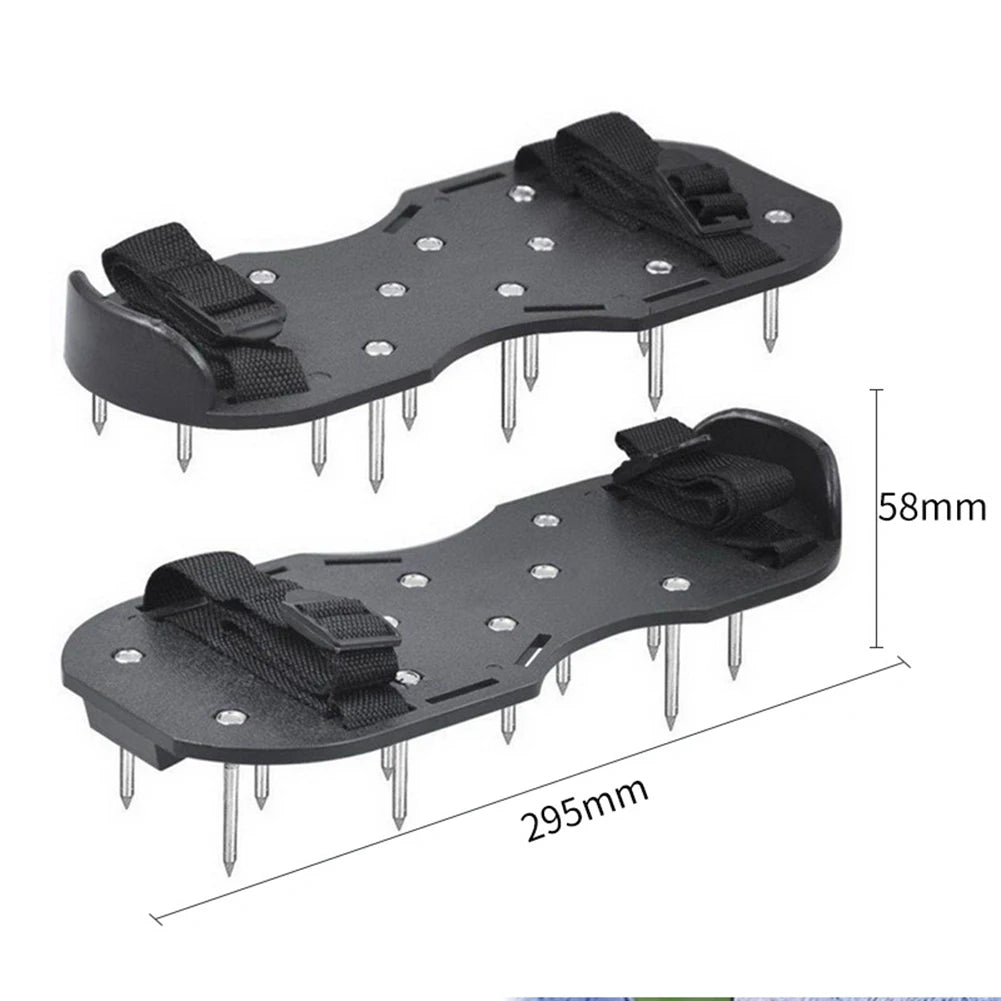 Garden Nail Shoes Grass Loose Soil Tool 5cm Long Nail Lawn Aerator Grass Spikes Shoes Self-Leveling Epoxy Yard Grass Cultivator - Hocozy Black