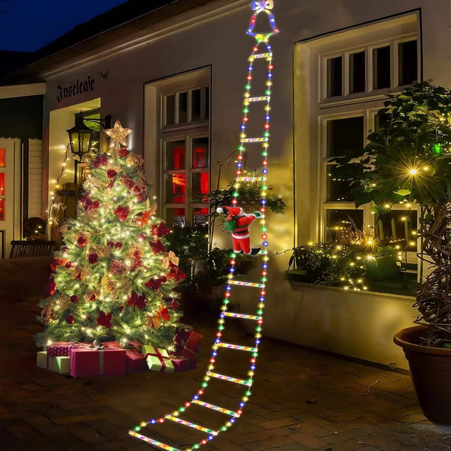 LED Ladder Lights with Climbing Santa Claus Christmas Decorations - Hocozy