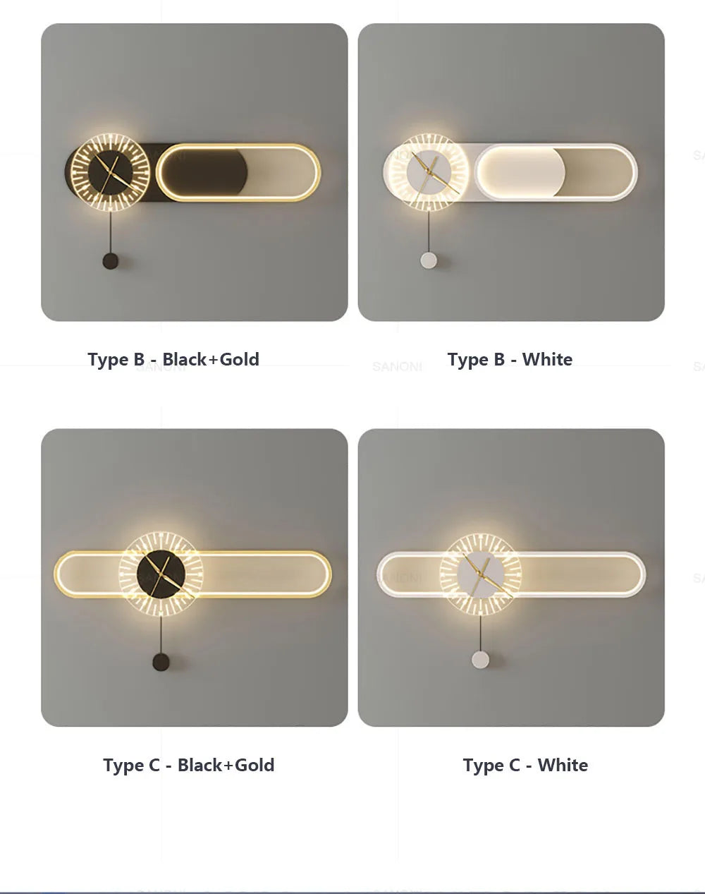 Modern LED Wall Lamp Clock Sconce - Hocozy