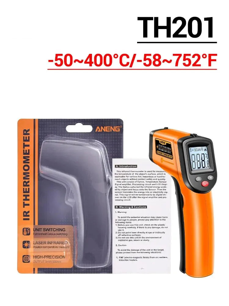 Celsius Display Digital Infrared Thermometer Highly Sensitive Non-contact Temperature Measuring Gun Hygrometer - Hocozy Orange