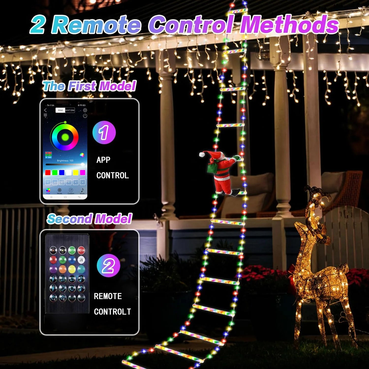 LED Ladder Lights with Climbing Santa Claus Christmas Decorations - Hocozy